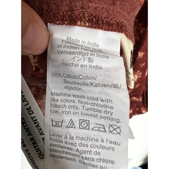 NWT Madewell Blouse Womens Medium Floral Ruffle Puff Sleeves Rust Prairie Boho - Picture 4 of 7